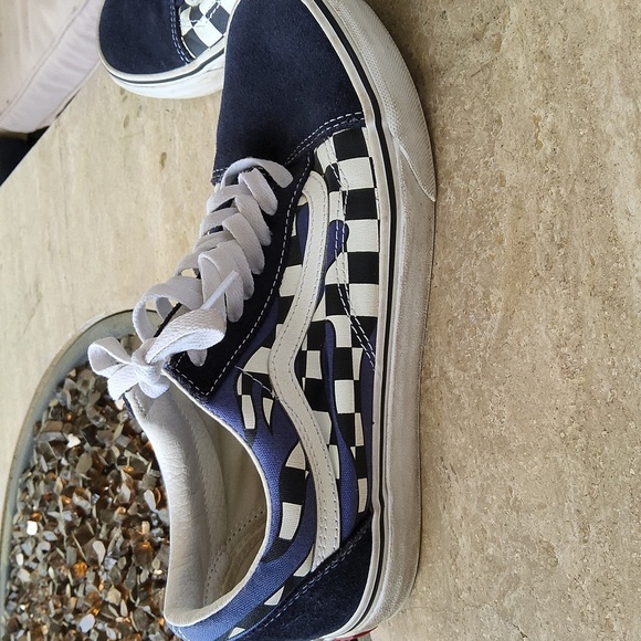 Vans Sneakers Checkboard Flame Blue & White design Size Men 8.5 Size Women 10 - Picture 12 of 14